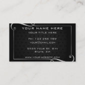 Carte De Visite Cadre et texte en argent de luxe noir professionne (Dos)