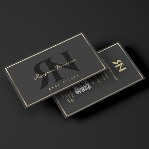 Carte De Visite Cadre Faux Or Noir Professionnel du Marketing
