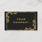 Carte De Visite Cadre Feuille Or Texte Or Noir Professionnel (Devant)