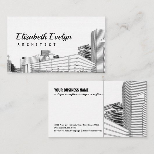 Carte De Visite Cadre filaire d'architecture moderne (Devant / Derrière)