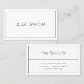Carte De Visite Cadre fin moderne et votre nom | Blanc et gris (Devant / Derrière)
