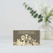 Carte De Visite Cadre Fleur Or Chien (Debout devant)