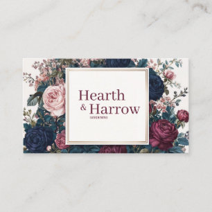 Carte De Visite Cadre Floral Gothique Marine Burgundy Rose Rose Cl