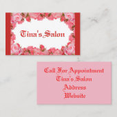 Carte De Visite Cadre Floral rose (Devant / Derrière)