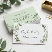 Carte De Visite Cadre géométrique Eucalyptus vert moderne