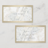 Carte De Visite Cadre ivoire Métallique Pierre Gris Marbre Minimal (Devant / Derrière)