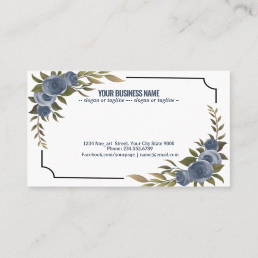 Carte De Visite Cadre mariage Avec Fleurs Aquarelles (Dos)