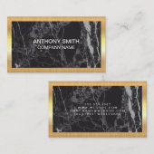 Carte De Visite Cadre métal or | Marbre noir (Devant / Derrière)