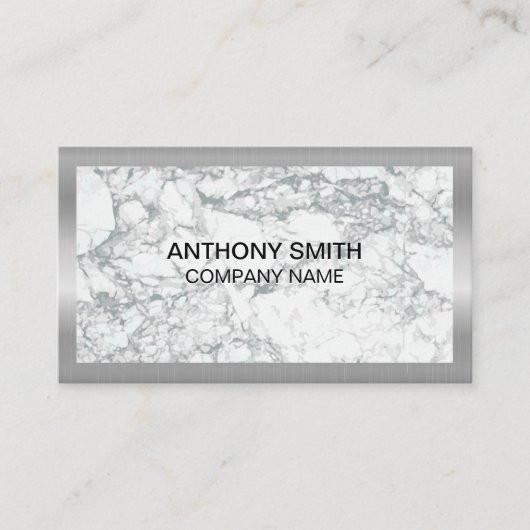 Carte De Visite Cadre métallique argenté | Marbre (Devant)
