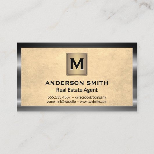Carte De Visite Cadre métallique | Arrière - plan de texture | Mon (Devant)