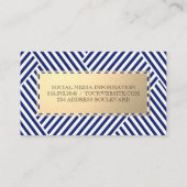 Carte De Visite Cadre métallique | Motif Bleu Blanc rayé (Dos)
