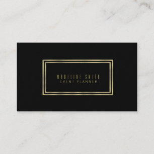 Carte De Visite Cadre minimaliste à double bordure en feuille d'or