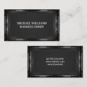 Carte De Visite Cadre noir classique | Texture en cuir (Devant / Derrière)