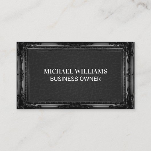 Carte De Visite Cadre noir classique | Texture en cuir (Devant)