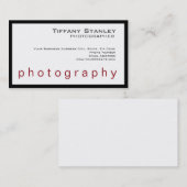 Carte De Visite Cadre noir élégant Blanc Photographe tendance (Devant / Derrière)