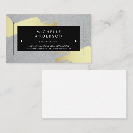 Carte De Visite Cadre noir / Moderne brossé (Devant / Derrière)