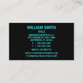 Carte De Visite Cadre noir soudeur et Turquoise mat (Dos)