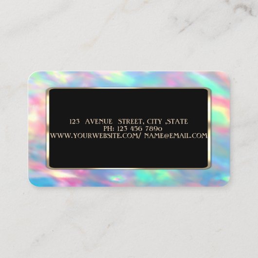 Carte De Visite Cadre Optique Iridescente Holographique (Dos)