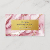 Carte De Visite Cadre Or | Arrière - plan en marbre rose (Dos)