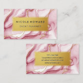 Carte De Visite Cadre Or | Arrière - plan en marbre rose (Devant / Derrière)