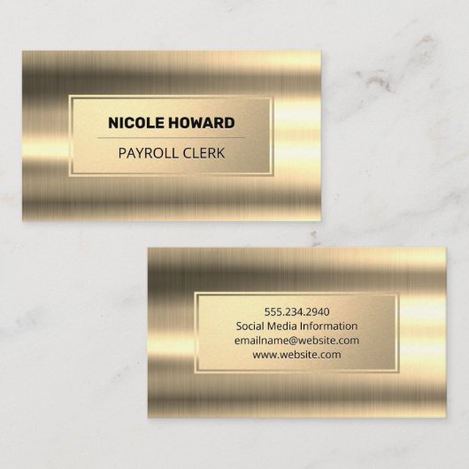 Carte De Visite Cadre Or | Arrière - plan métal or (Devant / Derrière)