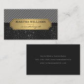 Carte De Visite Cadre Or avec points et rayures métalliques (Devant / Derrière)