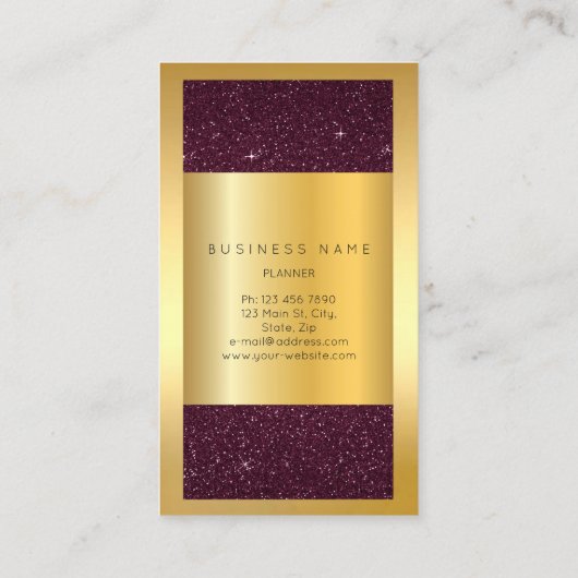 Carte De Visite Cadre Or Bourgogne Bordeaux Parties scintillant Ve (Dos)