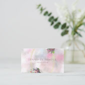 Carte De Visite Cadre Or Chic Moderne Abstrait Aquarelle Fleurs (Debout devant)