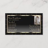 Carte De Visite Cadre Or de luxe Gradient foncé élégant avec photo (Dos)