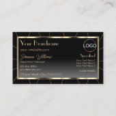 Carte De Visite Cadre Or de luxe Gradient foncé moderne avec logo (Dos)