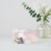 Carte De Visite Cadre Or Elégant Abstrait Aquarelle Fleurs (Debout devant)