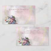 Carte De Visite Cadre Or Elégant Abstrait Aquarelle Fleurs (Devant / Derrière)