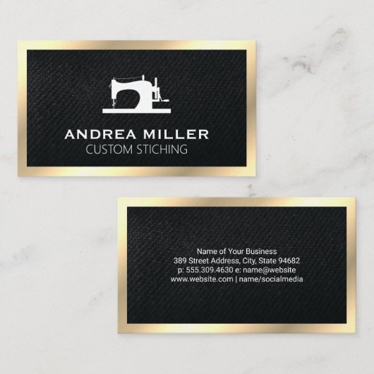 Carte De Visite Cadre Or | Fabrication Machine à coudre (Devant / Derrière)