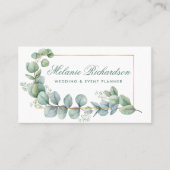 Carte De Visite Cadre Or Feuille Eucalyptus moderne (Devant)