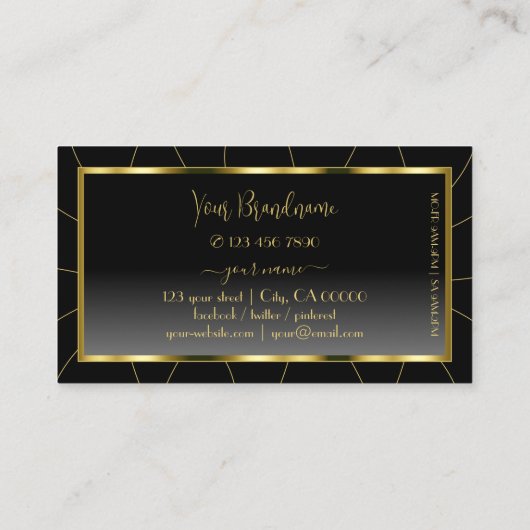 Carte De Visite Cadre Or Luxuriant Noir Gradient Design Moderne (Dos)