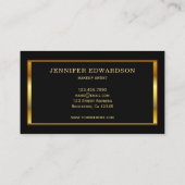 Carte De Visite Cadre Or moderne et élégant sur Black professionne (Dos)