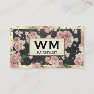 Carte De Visite Cadre or motif floral ardoise or avec dorure Execu