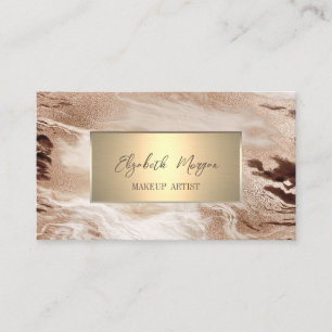 Carte De Visite Cadre Or Simple Élégant, Brown Or