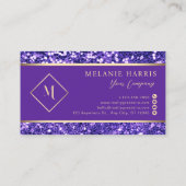 Carte De Visite Cadre Or violet élégant moderne (Dos)