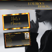 Carte De Visite Cadre orange décontracté et dégradé noir avec phot