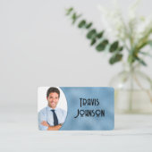 Carte De Visite Cadre photo en verre bleu (Debout devant)