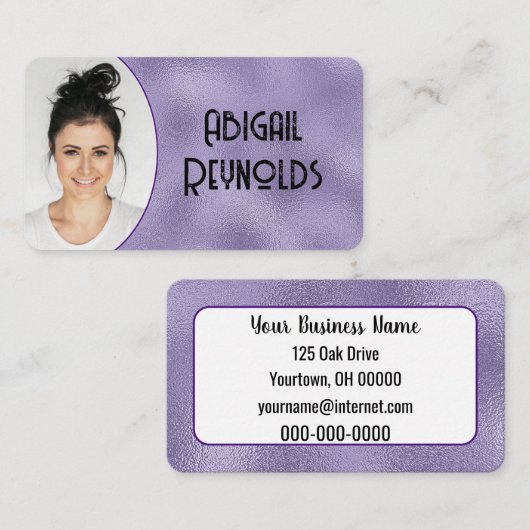 Carte De Visite Cadre photo en verre violet (Devant / Derrière)