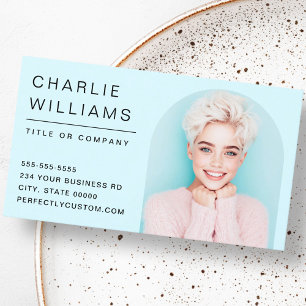 Carte De Visite Cadre photo minima moderne aqua bleu arche