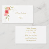 Carte De Visite Cadre Rose aquarelle (Devant / Derrière)