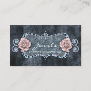 Carte De Visite Cadre rose de monogramme de léopard de cru