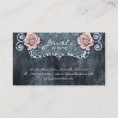 Carte De Visite Cadre rose de monogramme de léopard de cru (Dos)