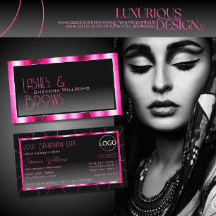 Carte De Visite Cadre rose élégant Noir Gradient Chic avec logo