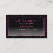 Carte De Visite Cadre rose élégant Noir Gradient Glamour Moderne (Dos)