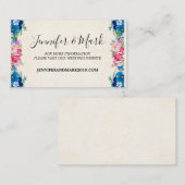 Carte De Visite Cadre rose et bleu Fleur Mariage Fancy Website (Devant / Derrière)