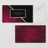 Carte De Visite Cadre Rouge Géométrique Moderne, Élégant, Doré (Devant / Derrière)